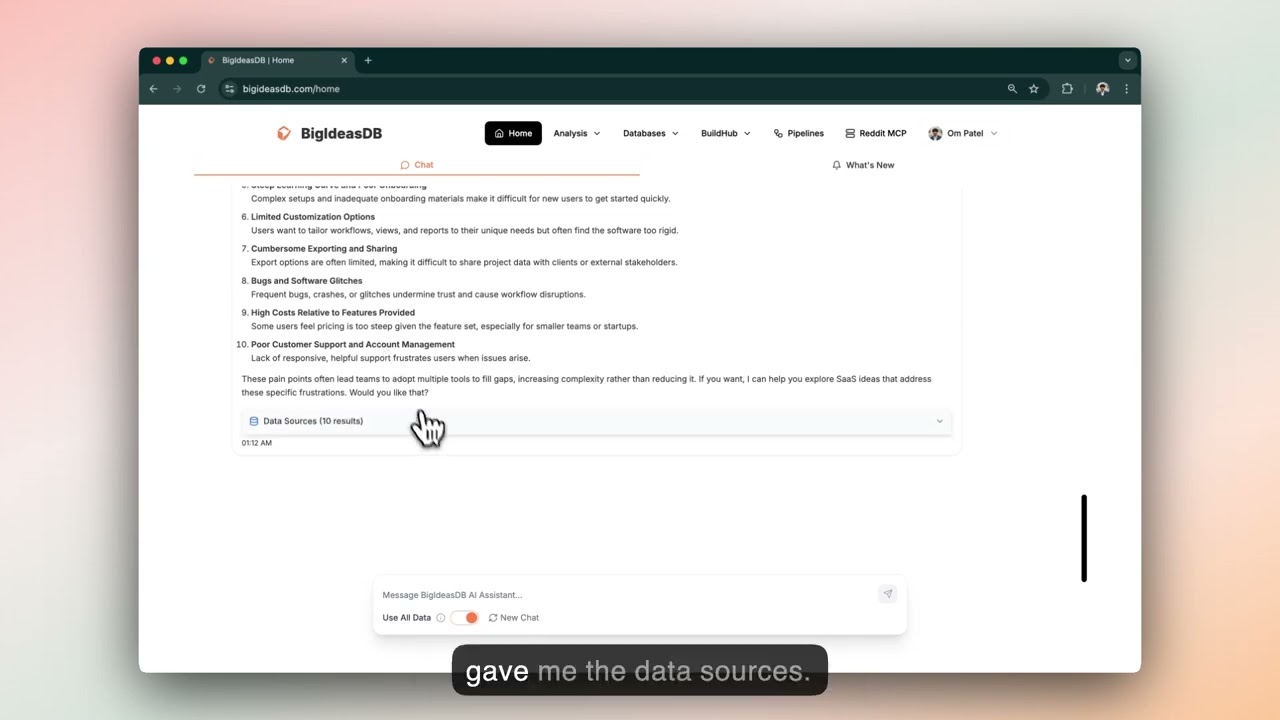 AI Chat Feature | BigIdeasDB