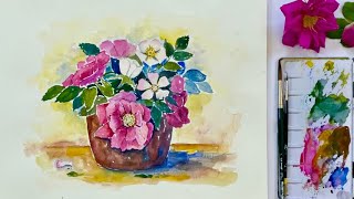 Einfache Rosen mit Aquarell malen (Anfänger mit Grundkenntnissen)