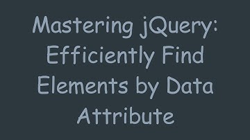 Mastering jQuery: Efficiently Find Elements by Data Attribute