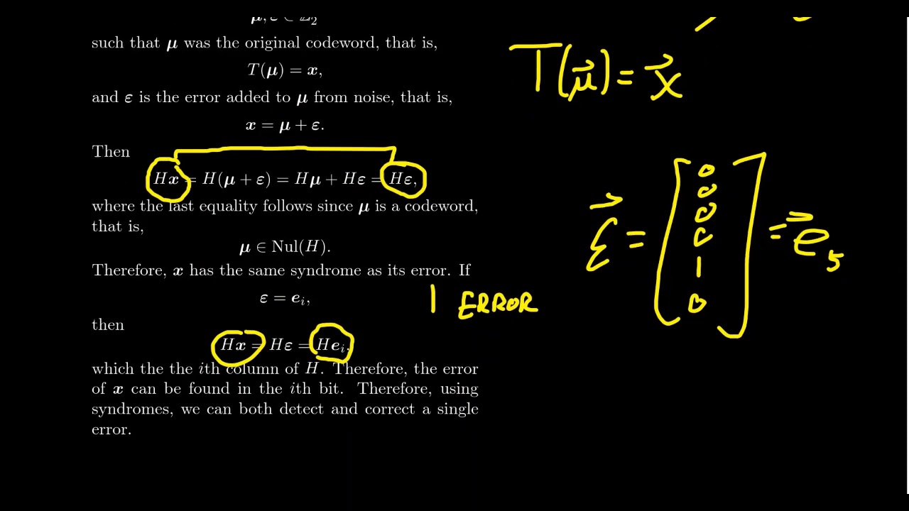 Error Correction in Linear Codes - YouTube