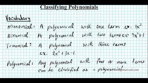 Monomials Polynomials Binomials classification degree Algebra geometry Classify degree terms