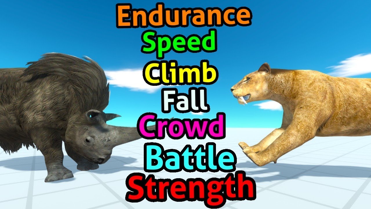 Battle ability Woolly Rhino vs smilodon Animal Revolt Battle Simulator
