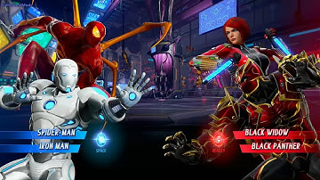 Iron Spider & Iron Man VS Black Widow & Black Panther (Very Hard) - Marvel VS Capcom Infinite