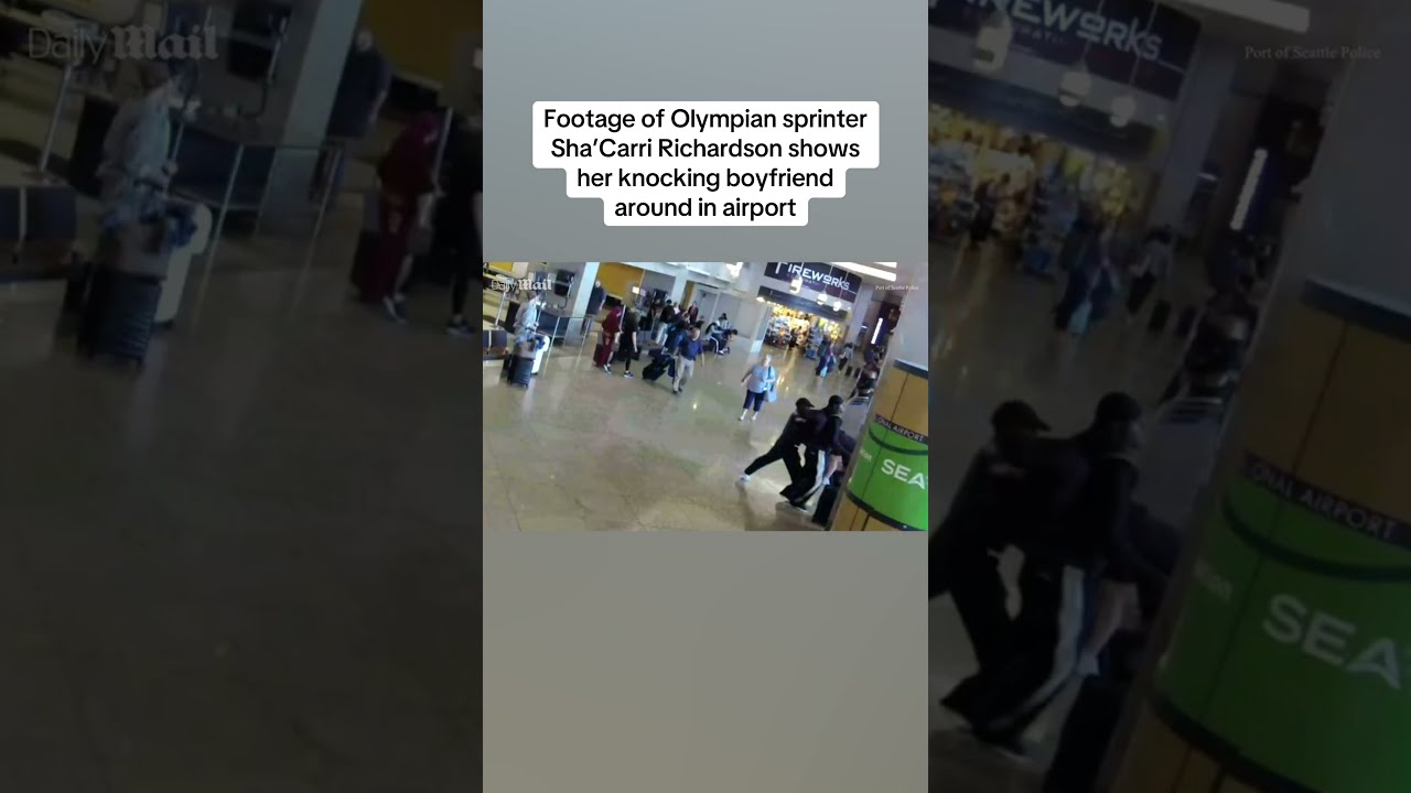 Footage Of American Olympic Gold Medalist Sprinter Sha Carri Richardson Furiously Shoving Her