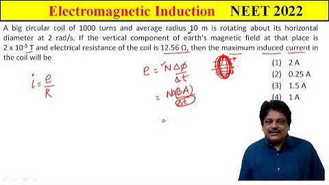 A big circular coil of 1000 turns and average radius 10 m is rotating about its horizontal diameter
