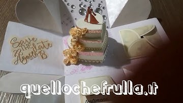 Exploding Box Testimone Nozze con Waterfall Card interna