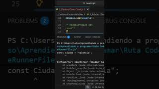 Palabra clave const no permite redeclaración #viral #viralshort #javascript #vscode #coding