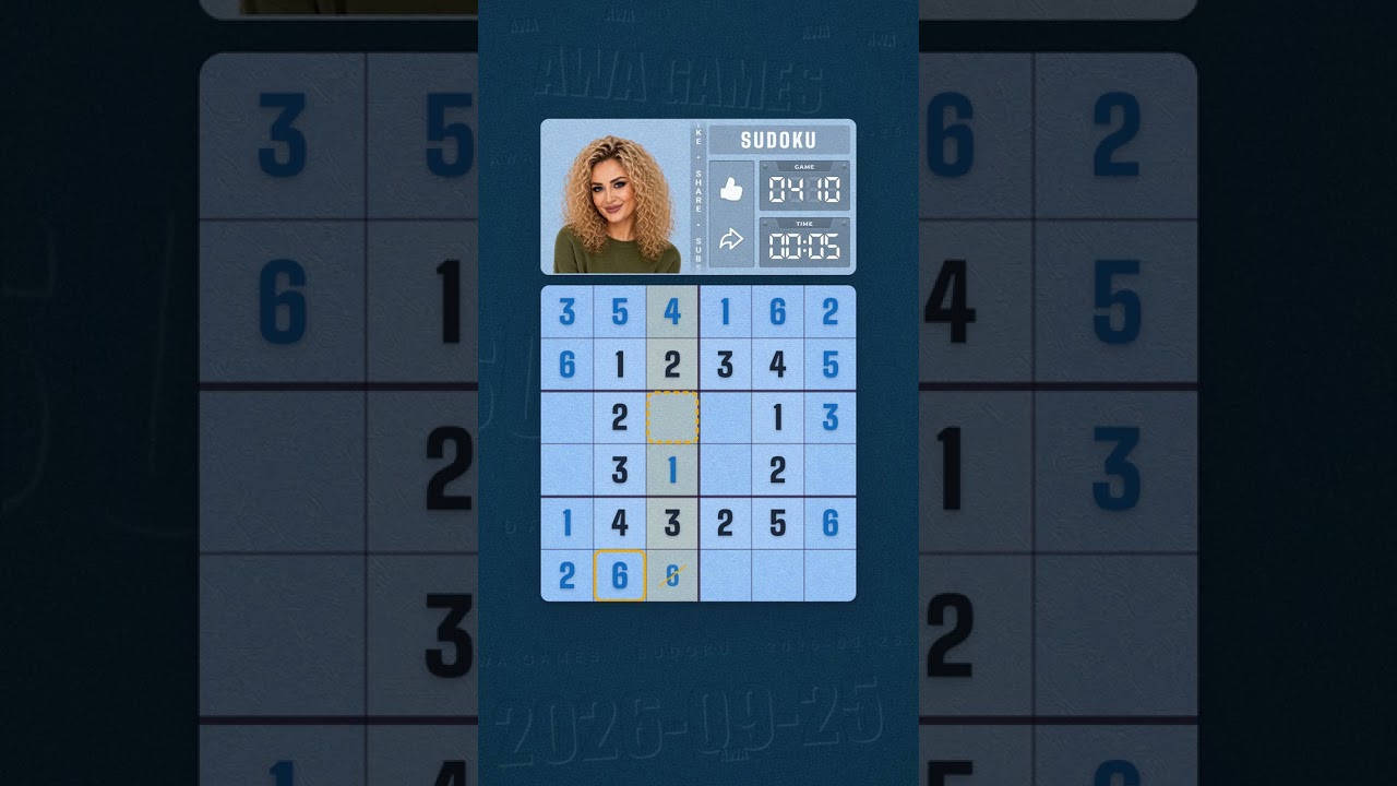 LinkedIn Mini Sudoku #410 solved board for September 25, 2026, 6x6 grid
