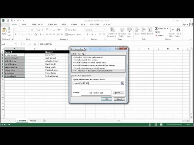 How to Use Excel to Match Up Two Different Columns : Using Excel & Spreadsheets class=
