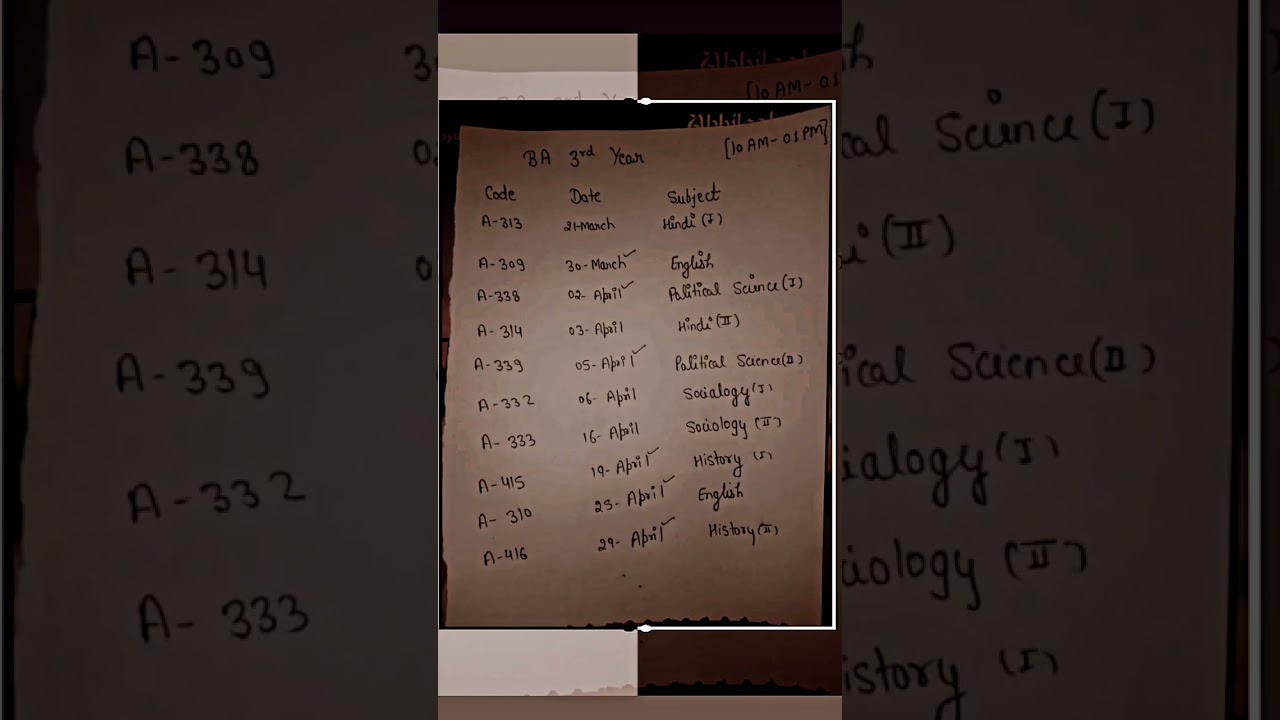BA 3rd Year Private Date Sheet 
