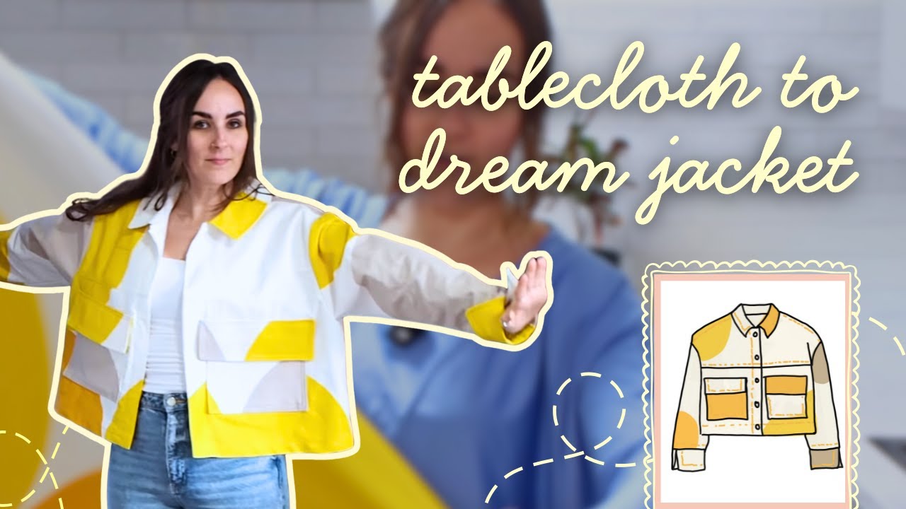Переделка вещи из секонд-хенда: шитье жакета из скатерти, купленной в секонд-хенде ✨