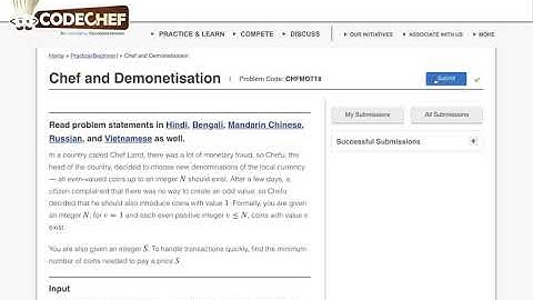 chef and demonetisation | chef and demonetisation codechef | Problem Code  CHFMOT18