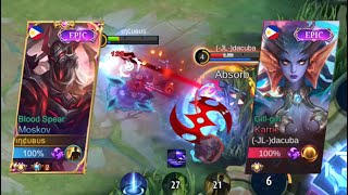Moskov Blood Spear Vs Karrie Gill Girl This Is How You Destroy Arrogant Players Like This Mlbb