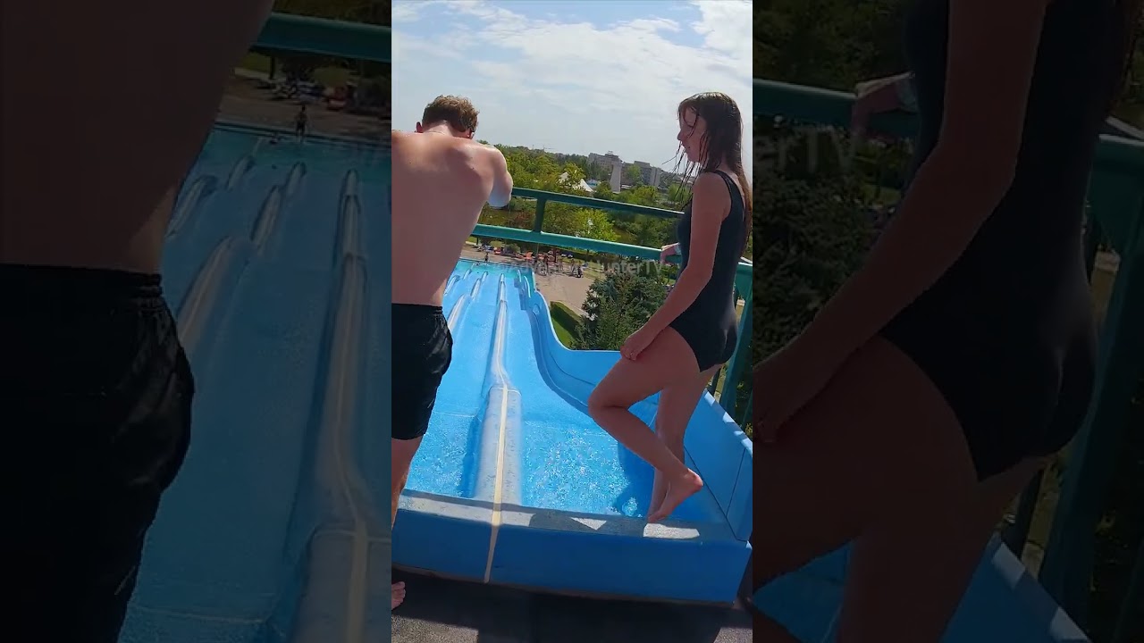 4 Track Giant Water Slide at HungaroSpa Waterpark, Hungary #shorts