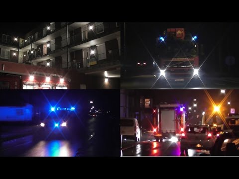 Politie, Brandweer en Ambulance met spoed naar flat Brand in Beuningen