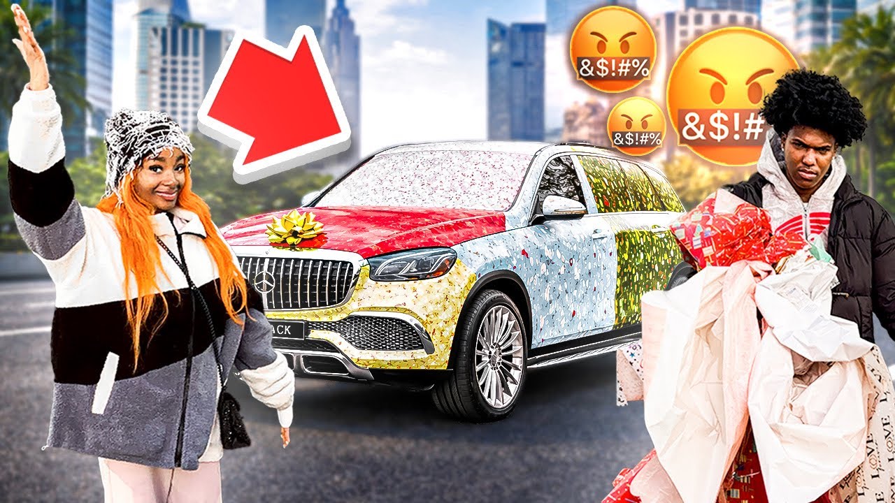 Wrapping Roman New Car To Get His Reaction... He Kicked Me Out😢