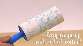 This handy hack is a life-saver for all makers! use your lint roller
to make quick work of tidying up die cutting mess!