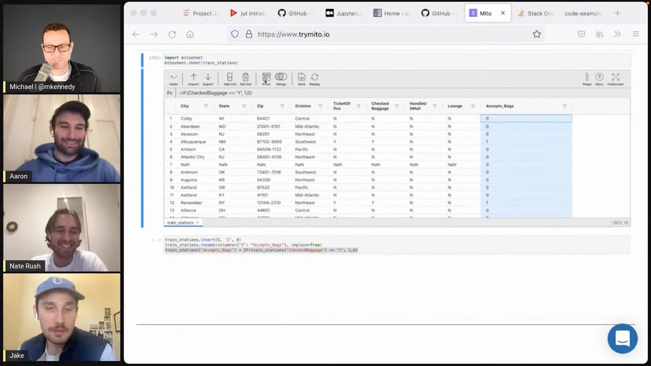 Do Excel things, get notebook Python code with Mito - Talk Python to Me ...
