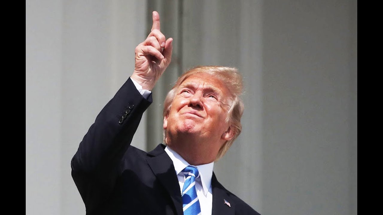 Trump celebrates solar eclipse by looking up without special viewing glasses