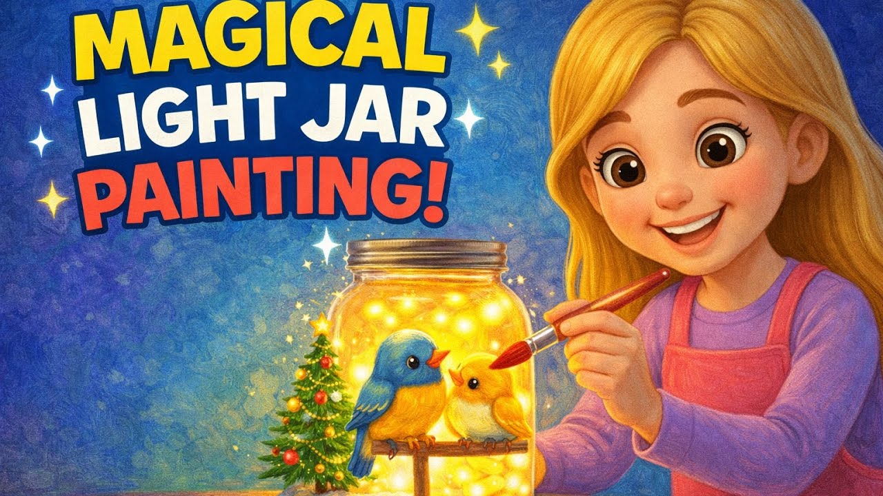 🎄 Magical Light Jar Painting ✨ Birds, Lights & Christmas Cheer!