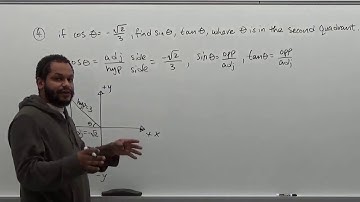 Finding Sin and Tan When Given Cos in Quadrant II   BMCC CUNY MAT206 MAT206 5