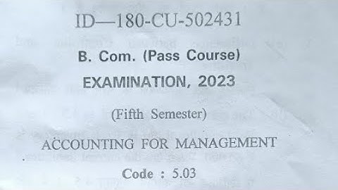 2023 MDU B.com Pass sem-5th Question paper of Accounting for management