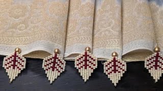 Dal Moti Leaf Shape Patch Making Tutorial 🌿|saree latakan making Easy Hand Work