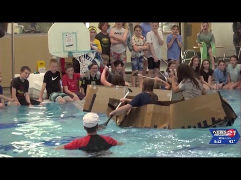 Trinity Lutheran sixth-graders participate in cardboard boat racing challenge