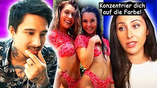 Welche Farbe haben die Bikinis, Gnu? (Auf Details achten!)