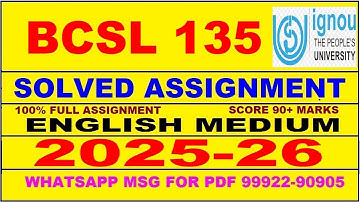 BCSL 135 solved assignment 2025-26 in English || bcsl 135 solved assignment 2026 || bcsl135 2025-26