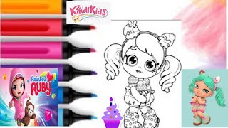 COLORING KINDI KIDS PEPPA MINT COLORING BOOK PAGE BY COLOR WITH RAINBOW RUBY.