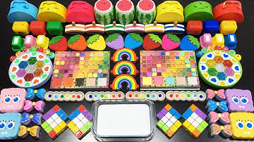 RAINBOW Slime !!! Mixing random into GLOSSY Slime !!! Relaxing slime videoTom Slime