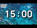 15 Minute Timer with Music for Classroom Relaxing - Turquoise Water | NO Loud Alarm