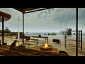 Beach Side Ambience | Rainy seaside village | Rain &amp; Fireplace Sounds for Sleep