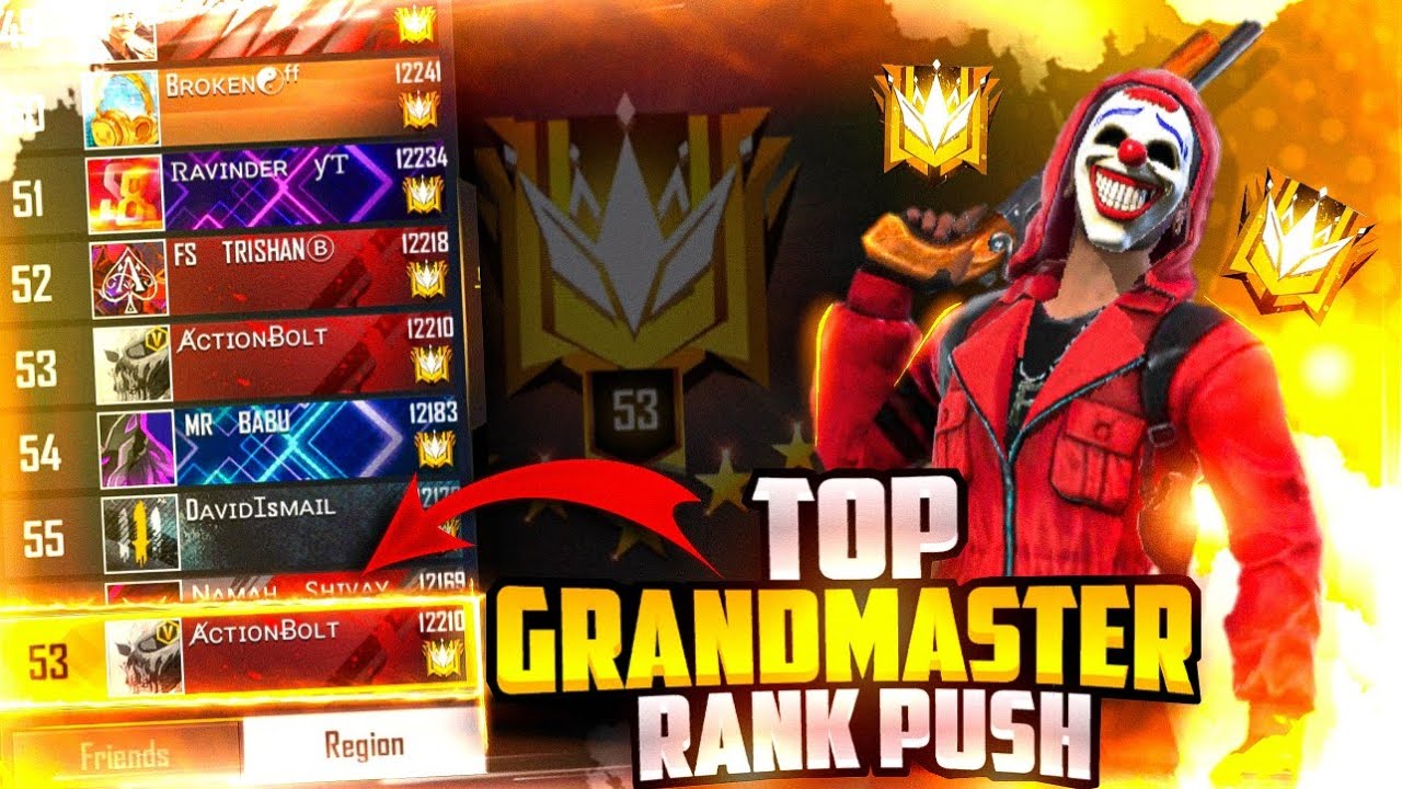 Push To Top 1 Grandmaster Rank push with Actionbolt - Free Fire - YouTube