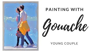 Painting a young couple with gouache from a photo - demonstration by Lena Rivo