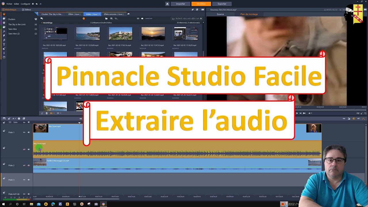 Pinnacle Studio, extraire la bande audio d'une vidéo - YouTube