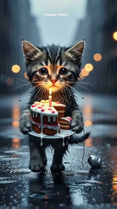 kucing dan kue ulang tahun#kucingsedih #kucingsakit #viralshort