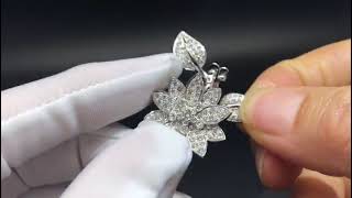 Van Cleef & Arpels Lotus Between The Finger 18k White Gold Pave Diamond Ring