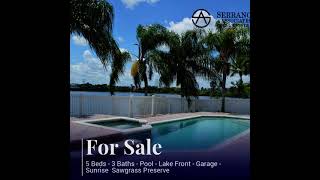 SAWGRASS SINGLE HOME FOR SALE.   13820 NW 22ND ST.   SUNRISE, FL 33323