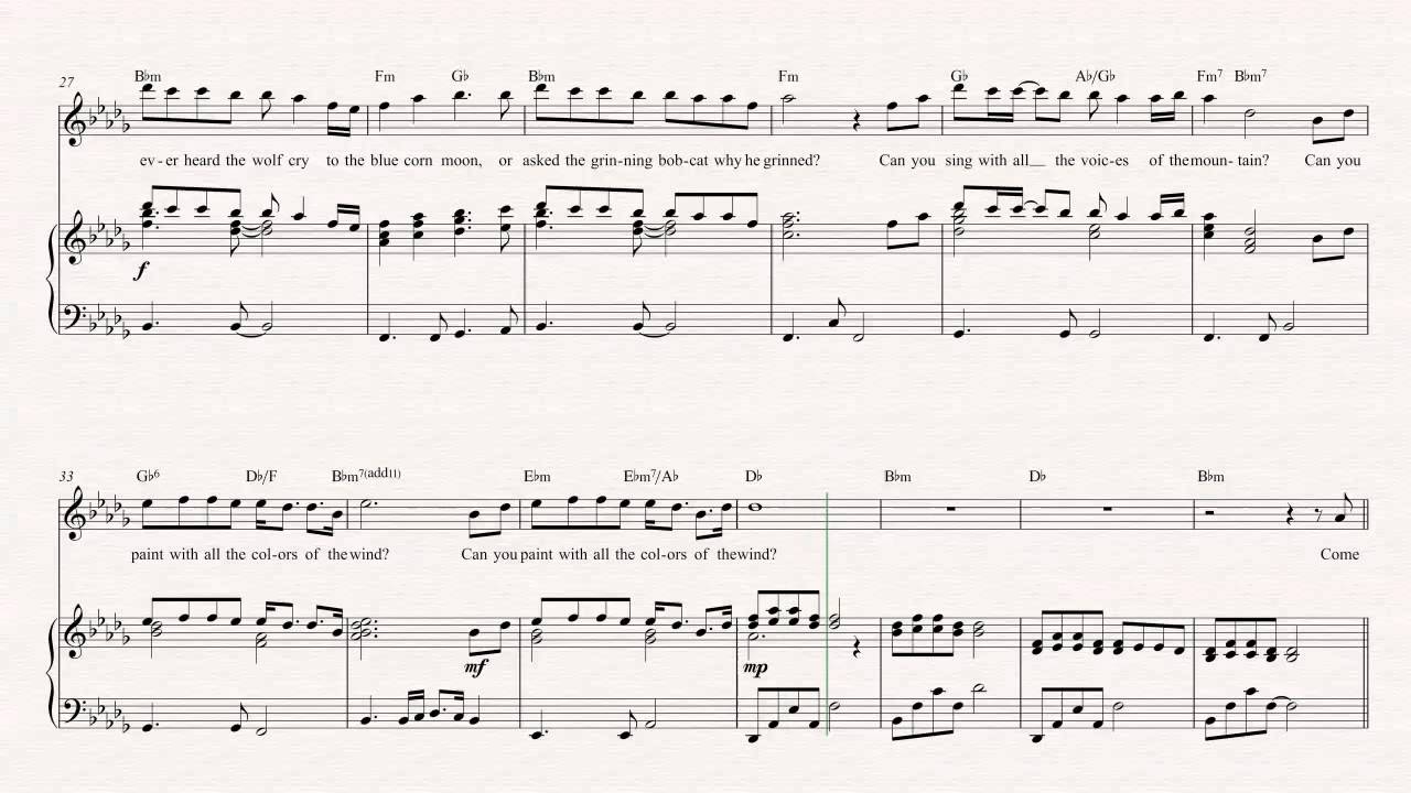 oboe colors of the wind disney pocahontas sheet music chords free disney sheet music