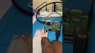 Led blink button control #raspberrypi #coding  #coursera #programming #electronic #ُembeddedsystems