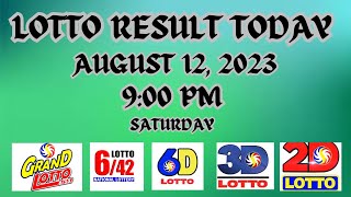 LOTTO RESULT TODAY || AUGUST 12, 2023 || 9:00 PM DRAW