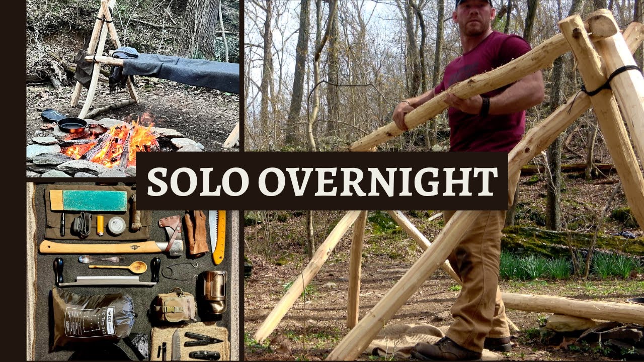Solo Overnight Camping - No Tent Bushcraft Survival camping axe - YouTube