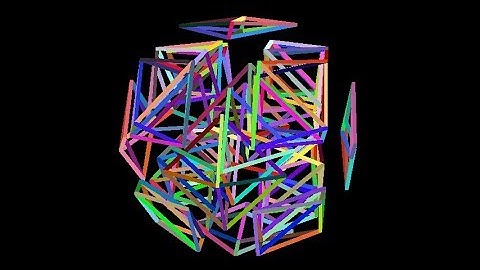 Cells-24-multicolor.  Rotation in four-dimensional space. 4D. Fourth dimension. Hyperspace.
