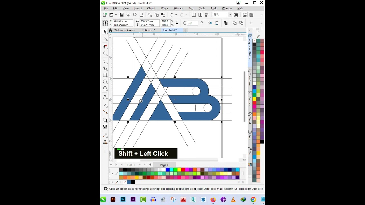 Letter AB Logo Design In Coreldraw| Coreldraw Tutorial|