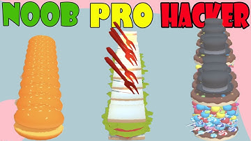 NOOB vs PRO vs HACKER || Burger Stack Runner 3D