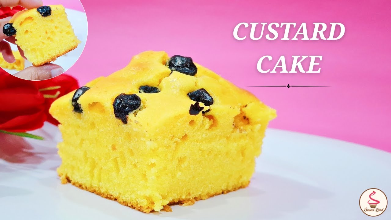 Soft & Moist Eggless Custard Cake | Easy Homemade Blueberry Dessert