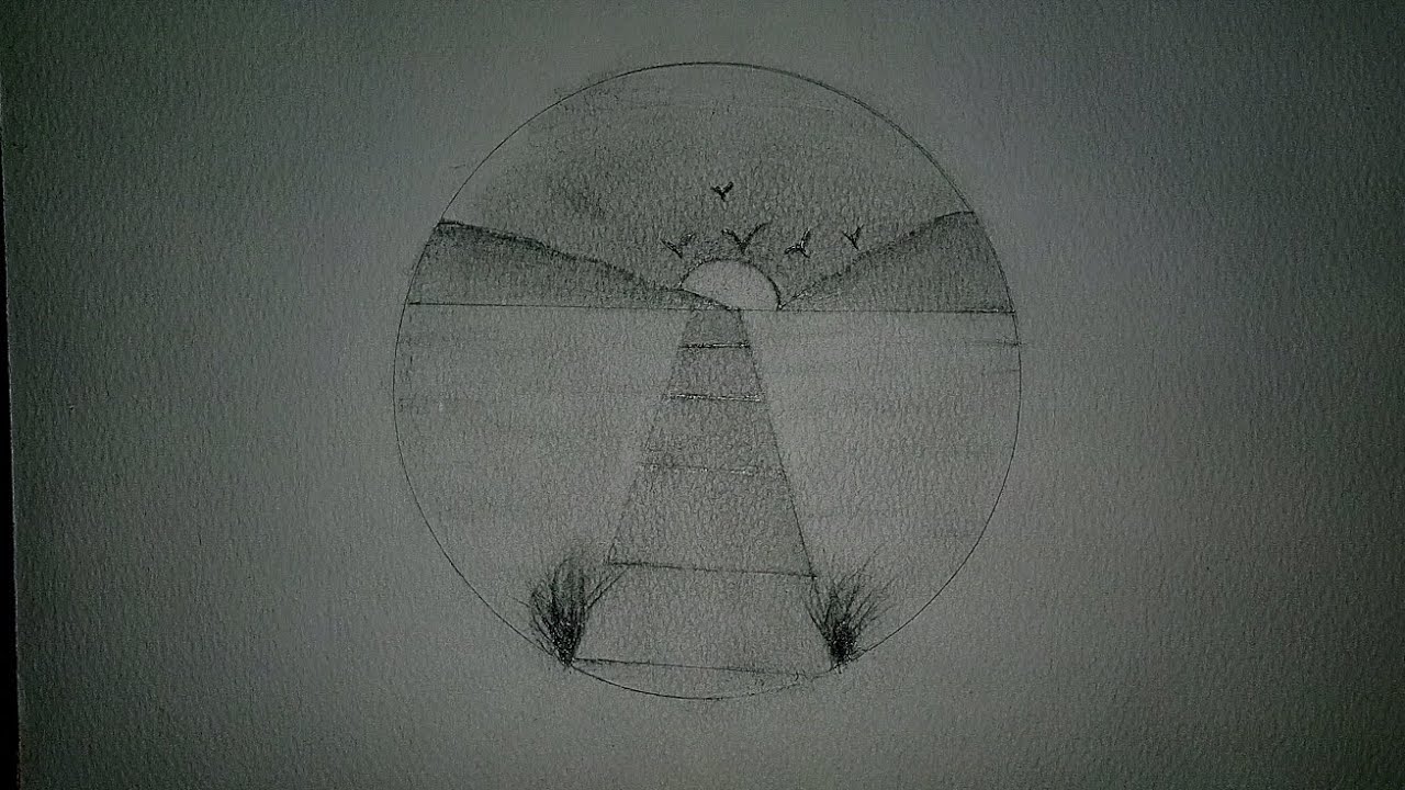 Sketch easy circle nature picture | easy pencil ✏️ draw sketch of nature | easy draw