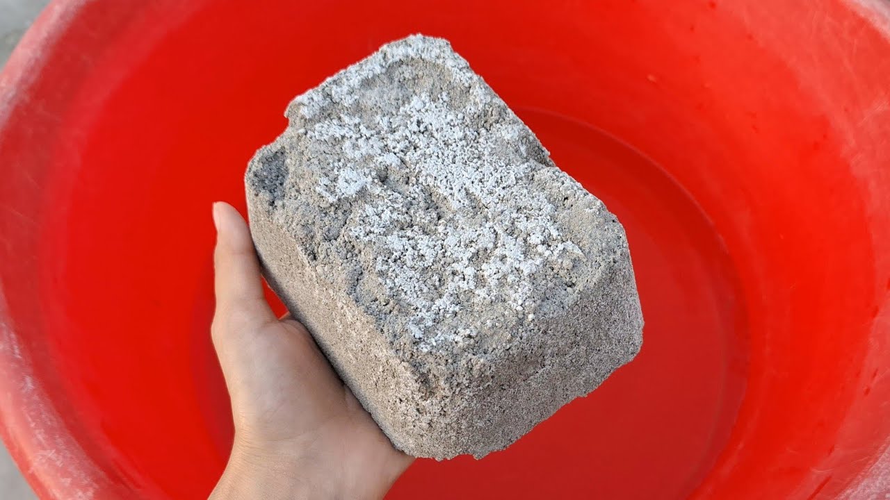 New video Reused cement soft shapes crumbling in water satisfying